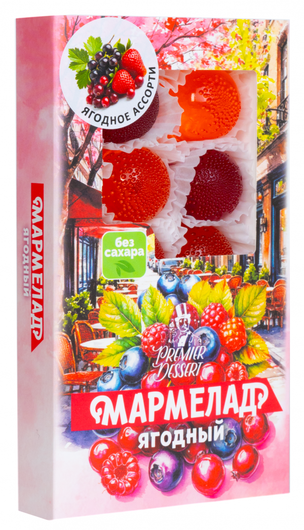 №2 Мармелад Премиум Десерт ЯГОДНЫЙ (клюква, смородина,клубника) 200г в Магадане