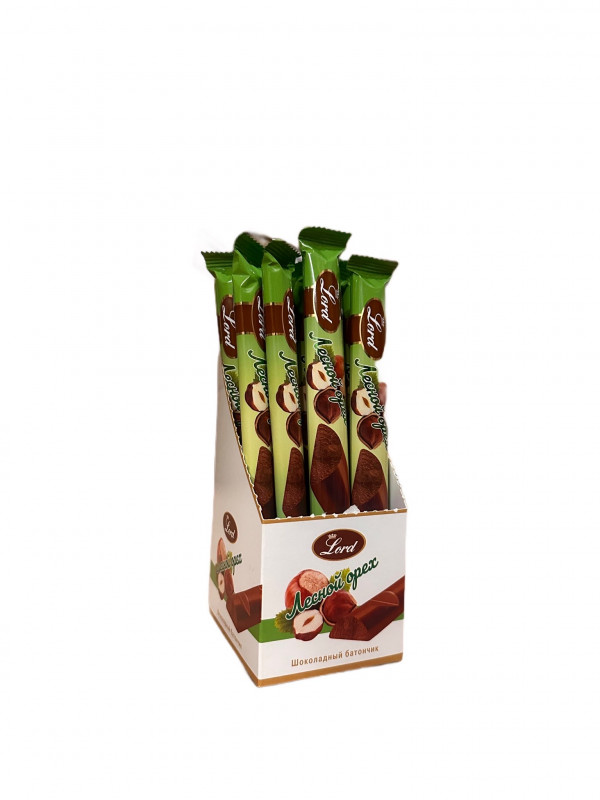 №1 TM LORD Шоколадный батончик со вкусом"Лесной орех"(блок 16шт по 43гр)  в Магадане