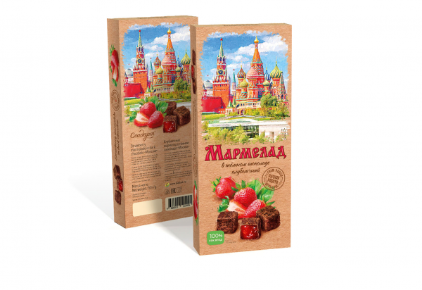 №2 Сладарт Мармелад Клубничный в темном шоколаде, 150г  в Магадане